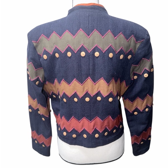 Spirit Creations Cotton Blazer Multicolor Geometric Structured Size Small - Picture 3 of 4